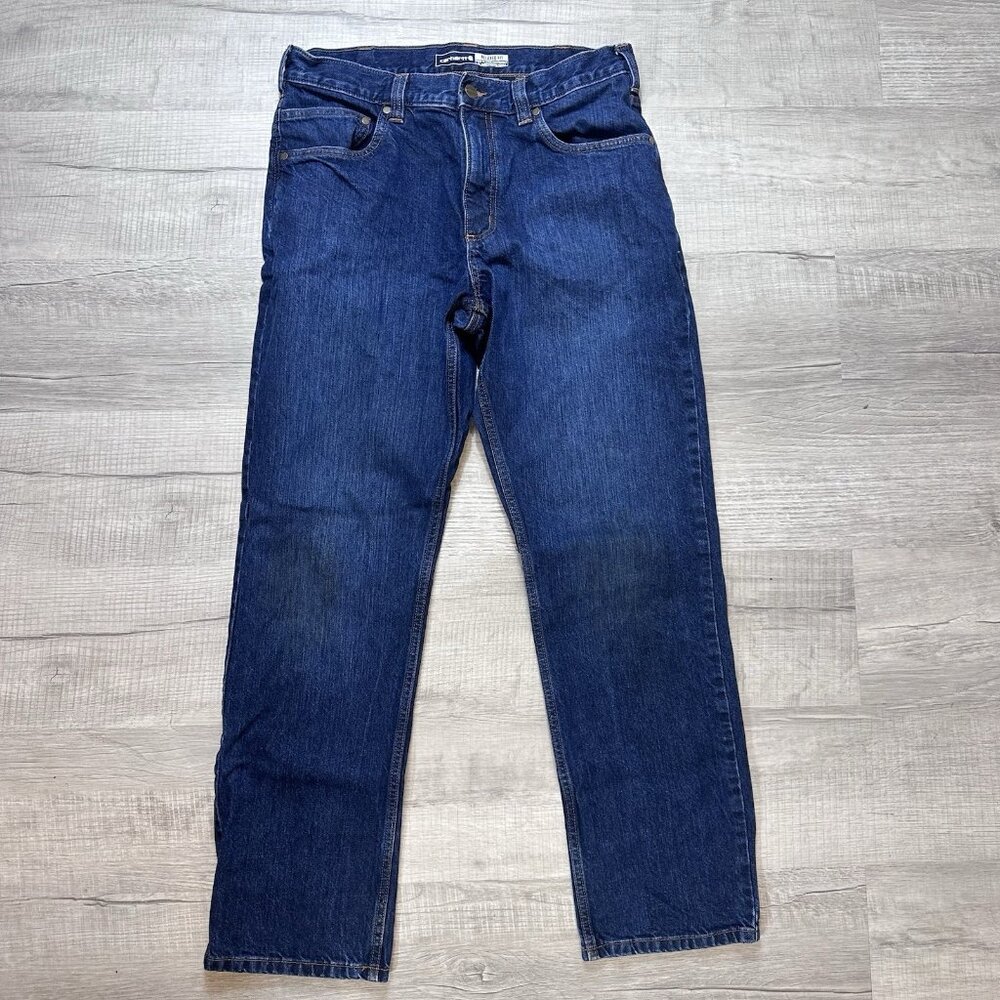 Carhartt Men's Jeans Size 34x32 105119-H44 Relaxed Fit Cotton Dark Wash 5-Pocket